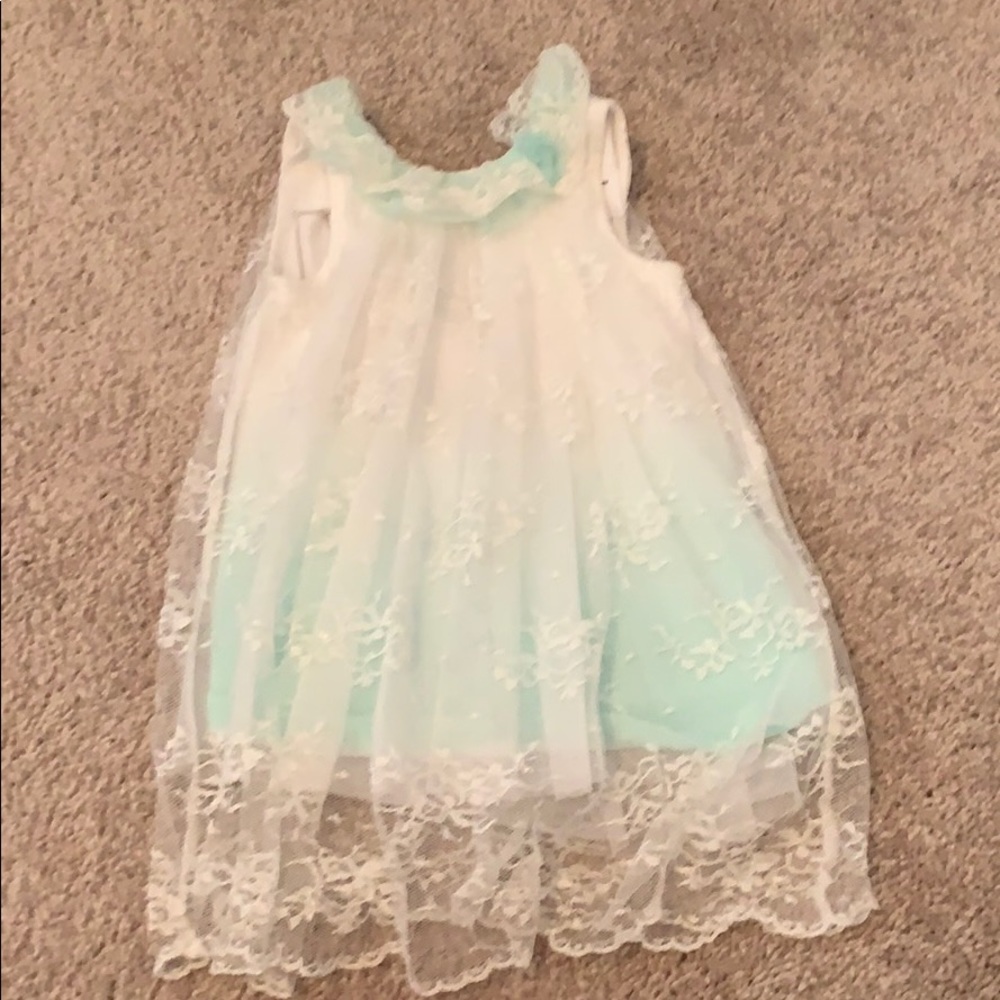 Mint and white lace dress